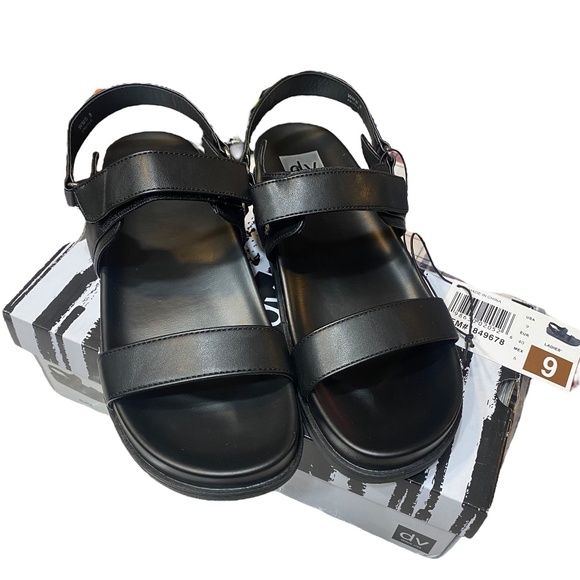 NEW Dolce Vita Argyle  Women's Size 9 Black Footbed Ankle Strap Sandals Comfy - Picture 1 of 10